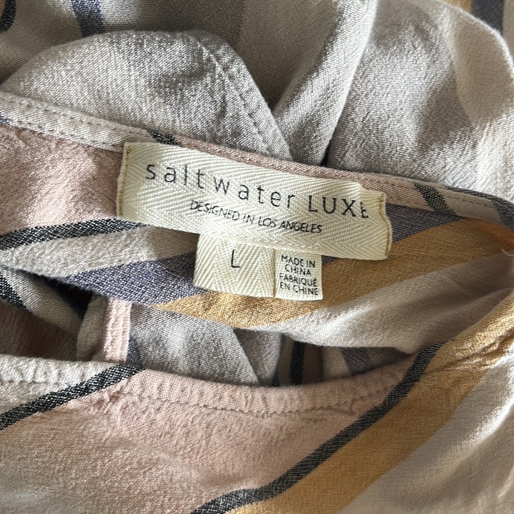 Saltwater Luxe Lovestoned Neutral Striped High Low Dress - Picture 8 of 11